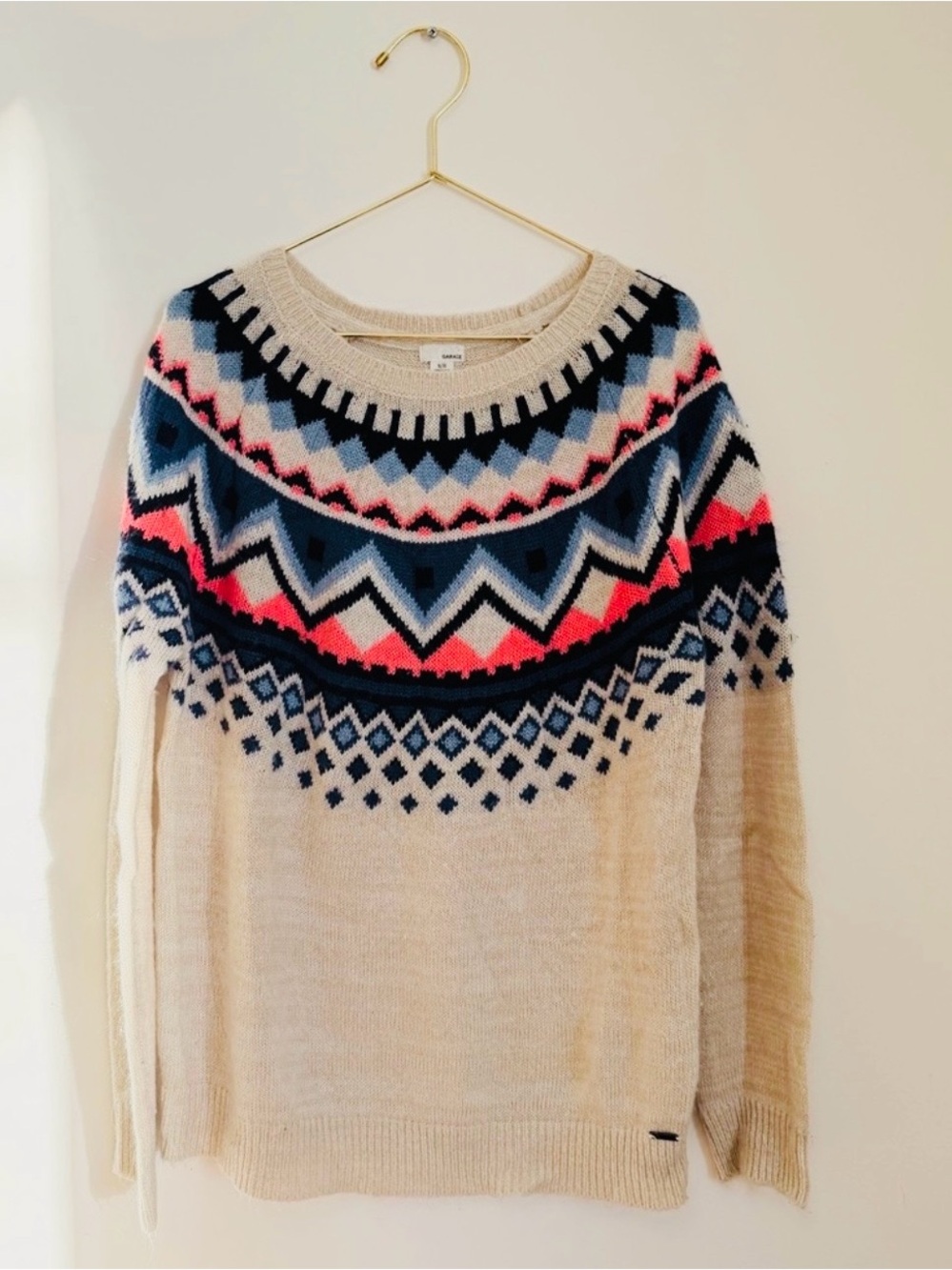 Garage Soft Knit Eye Candy Sweater Cottagecore Cabincore Pink Blue Cream 🍨